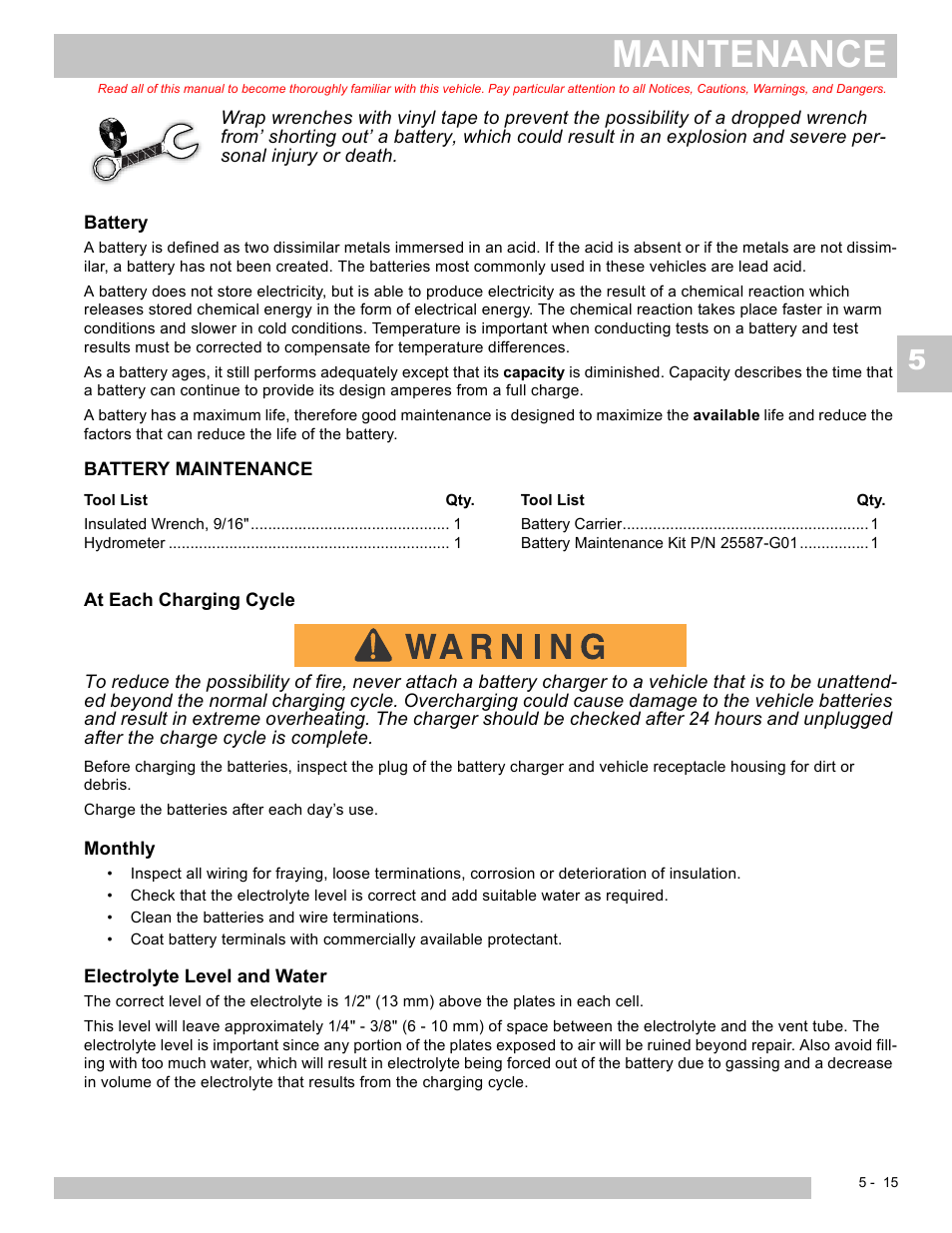 Maintenance | E-Z-GO TERRAIN 250 User Manual | Page 61 / 78