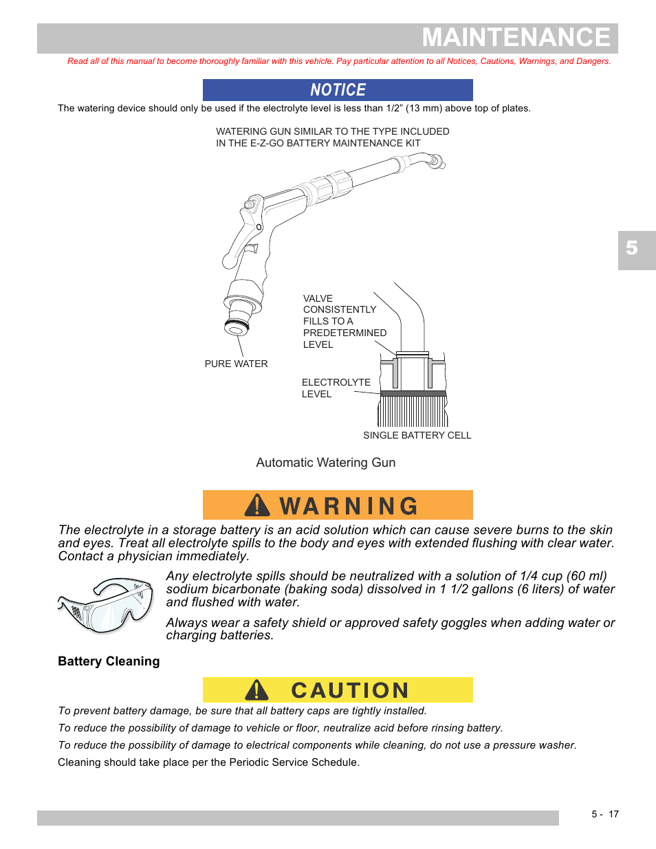Maintenance, Notice | E-Z-GO TERRAIN 250 User Manual | Page 63 / 78