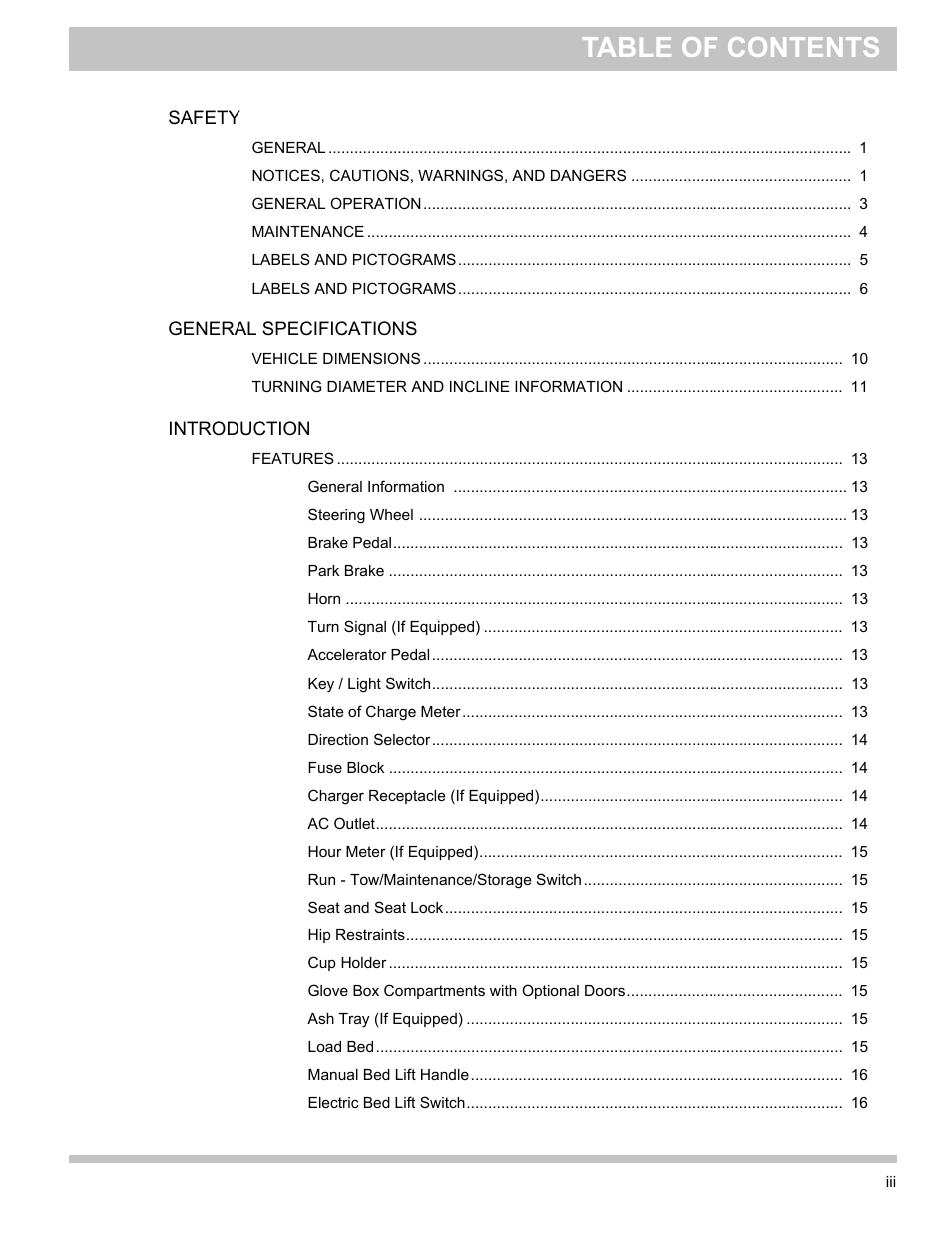 E-Z-GO TERRAIN 1000 User Manual | Page 6 / 71