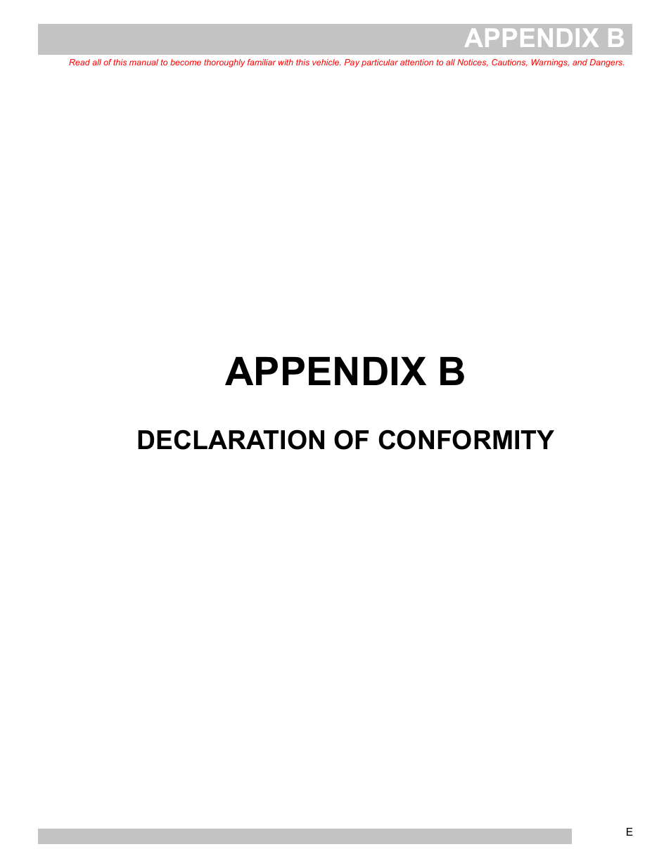Appendix b, Declaration of conformity | E-Z-GO TERRAIN 1000 User Manual | Page 66 / 71