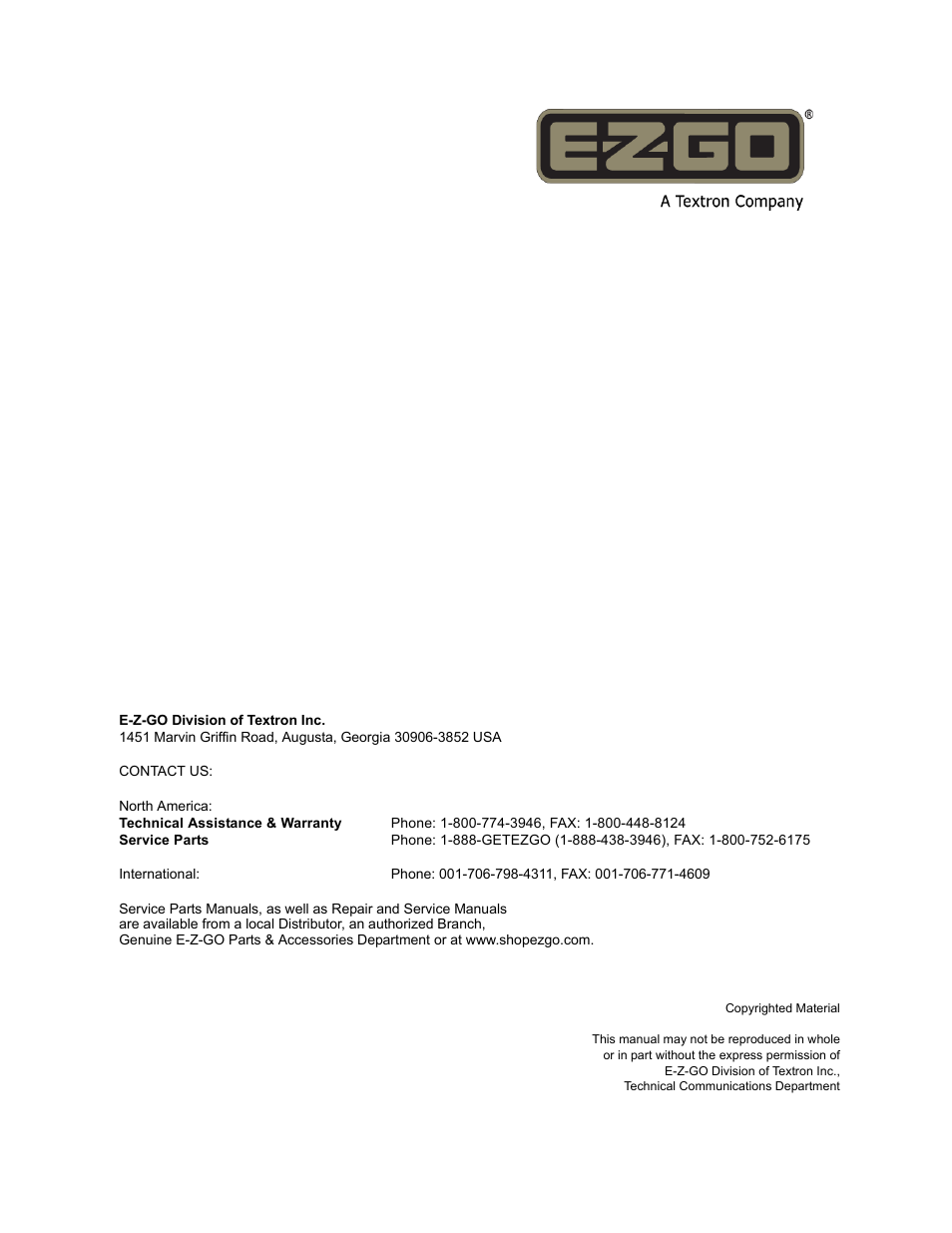E-Z-GO TERRAIN 1000 User Manual | Page 71 / 71