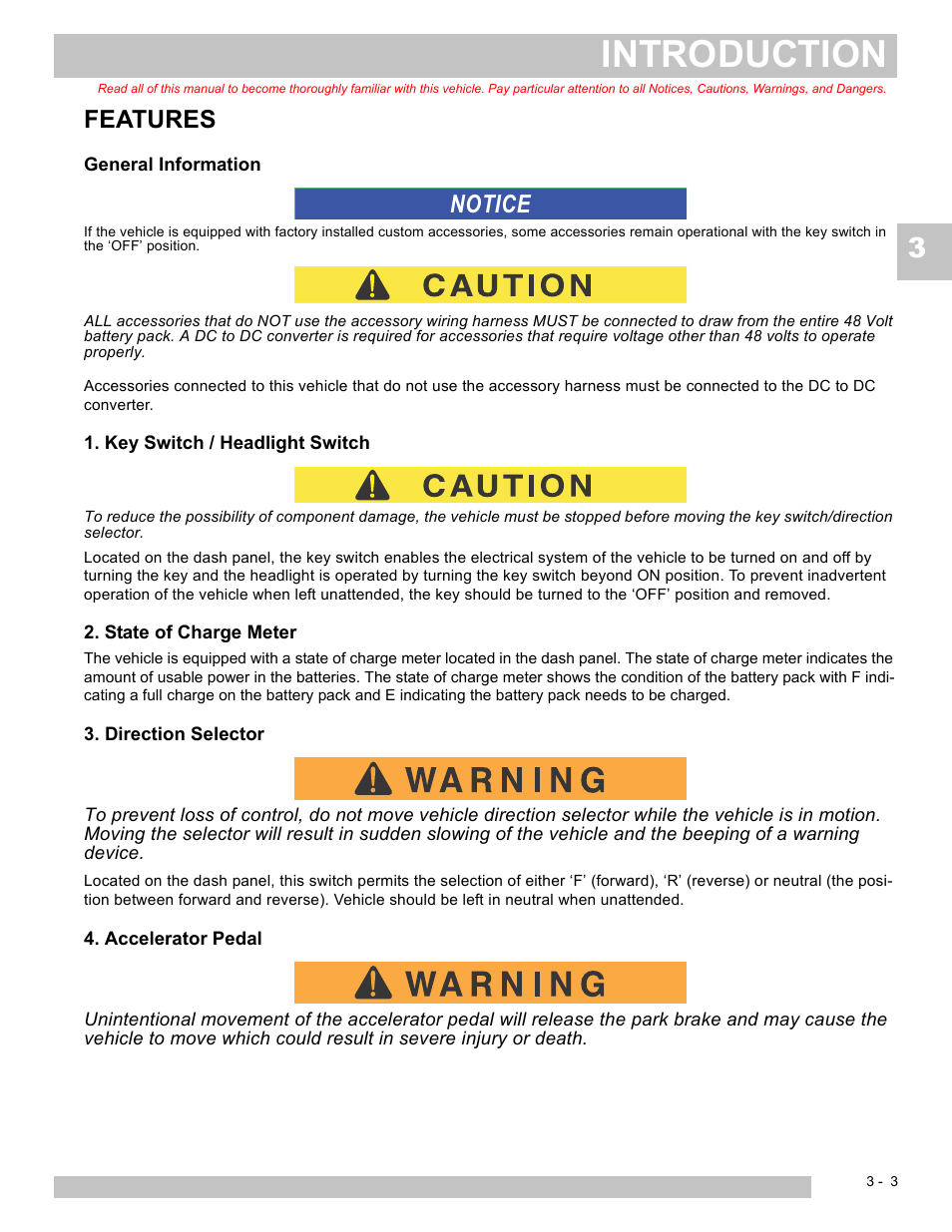 Introduction, Features, Notice | E-Z-GO EXPRESS S4 HIGH OUTPUT User Manual | Page 29 / 82