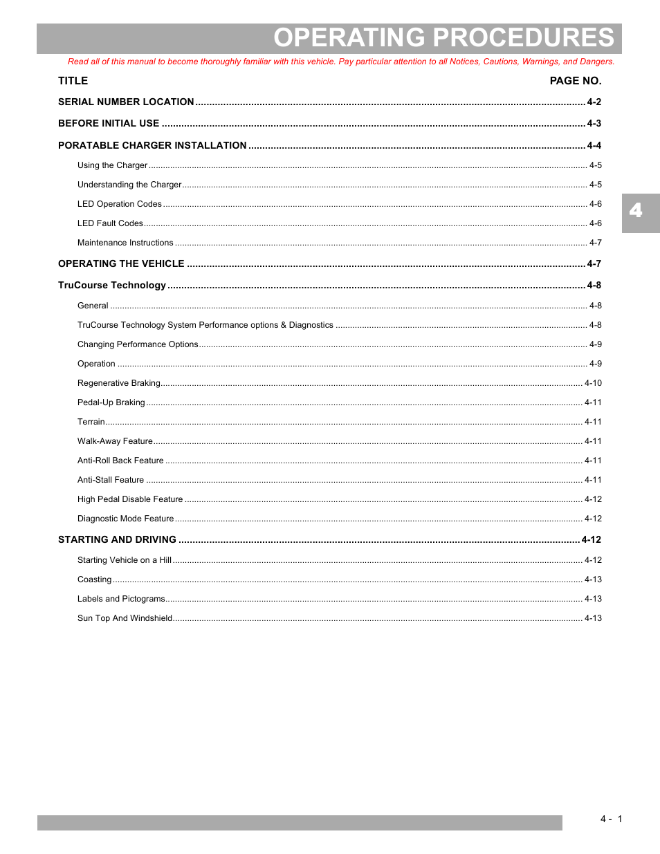 Operating procedures | E-Z-GO EXPRESS S4 HIGH OUTPUT User Manual | Page 37 / 82