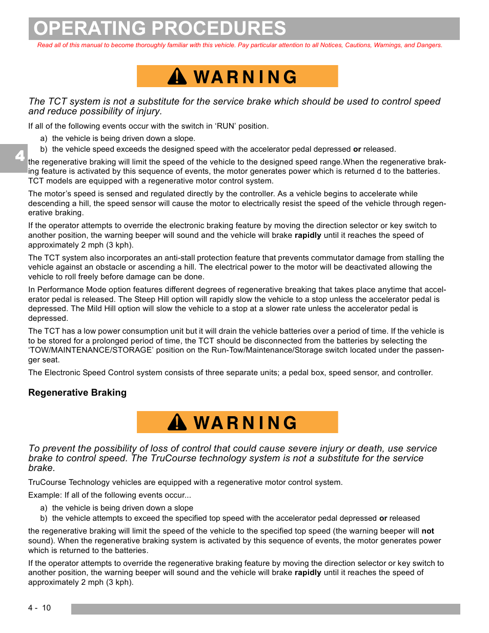 Operating procedures | E-Z-GO EXPRESS S4 HIGH OUTPUT User Manual | Page 46 / 82