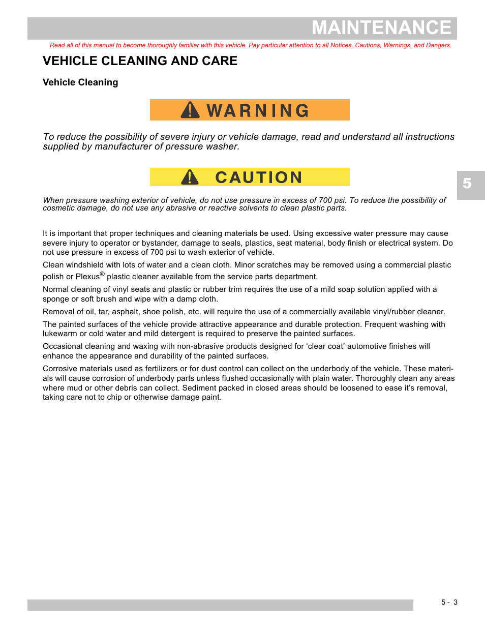 Maintenance, Vehicle cleaning and care | E-Z-GO EXPRESS S4 HIGH OUTPUT User Manual | Page 53 / 82