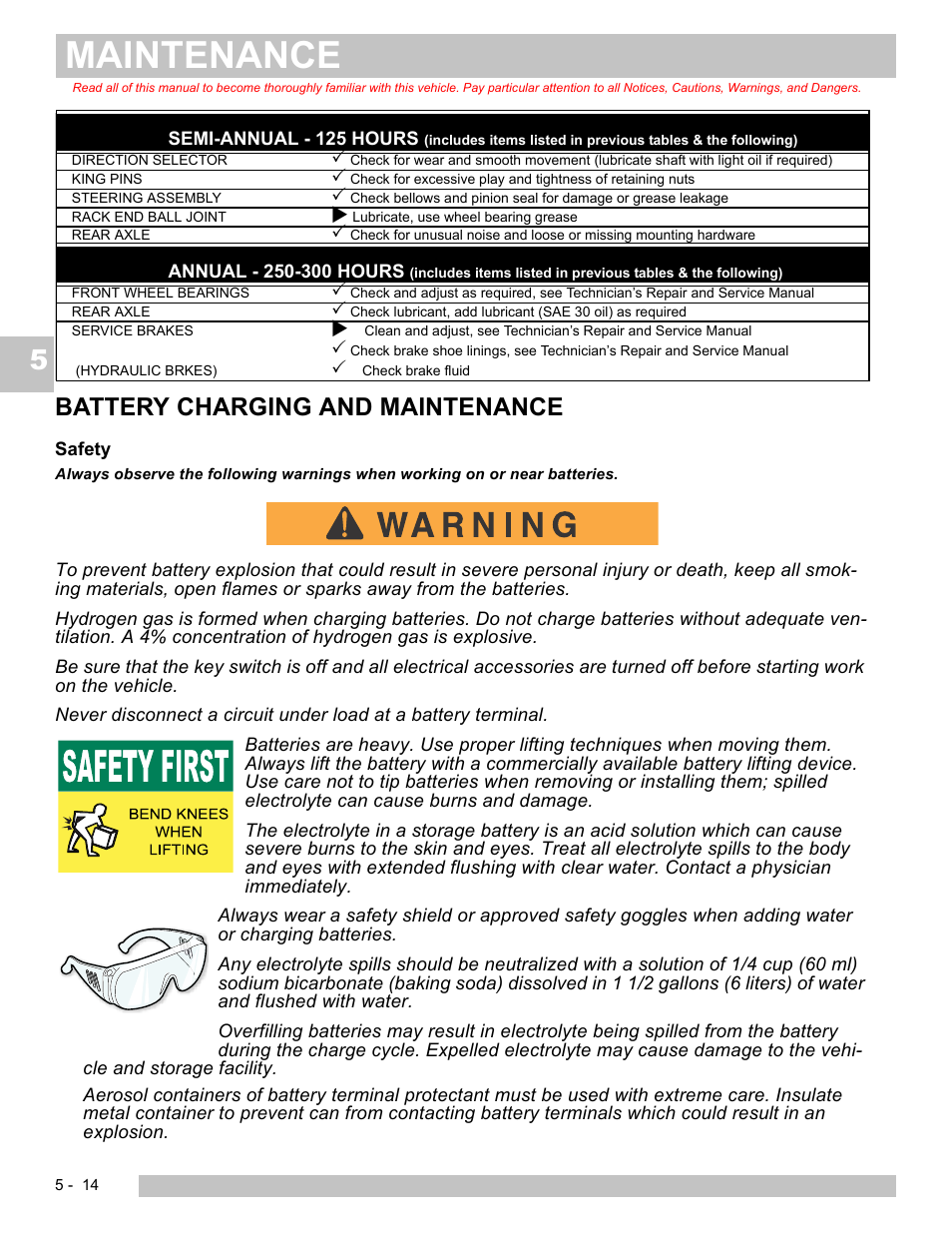Maintenance, Battery charging and maintenance | E-Z-GO EXPRESS S4 HIGH OUTPUT User Manual | Page 64 / 82