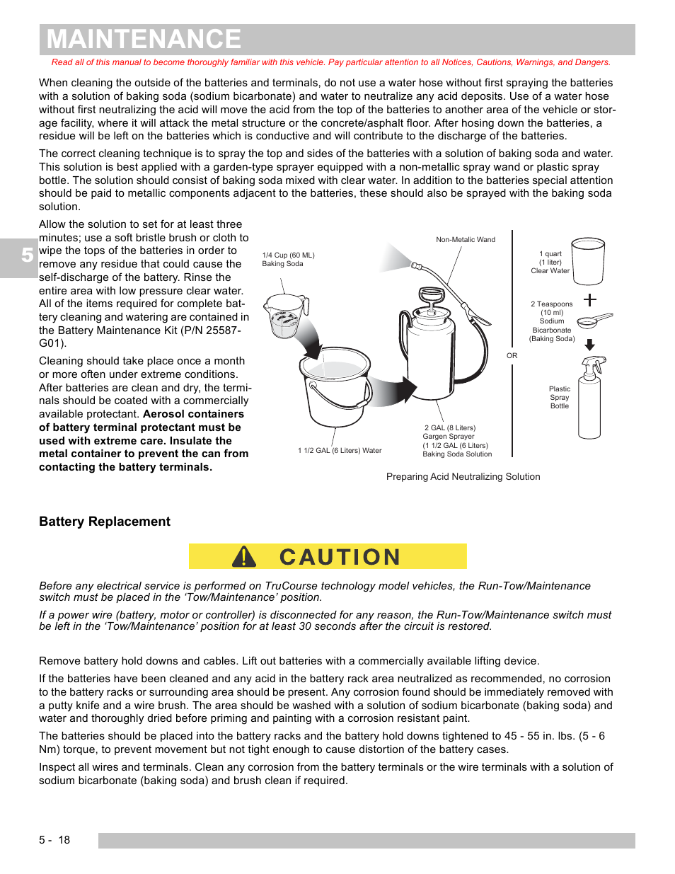 Maintenance, Battery replacement | E-Z-GO EXPRESS S4 HIGH OUTPUT User Manual | Page 68 / 82