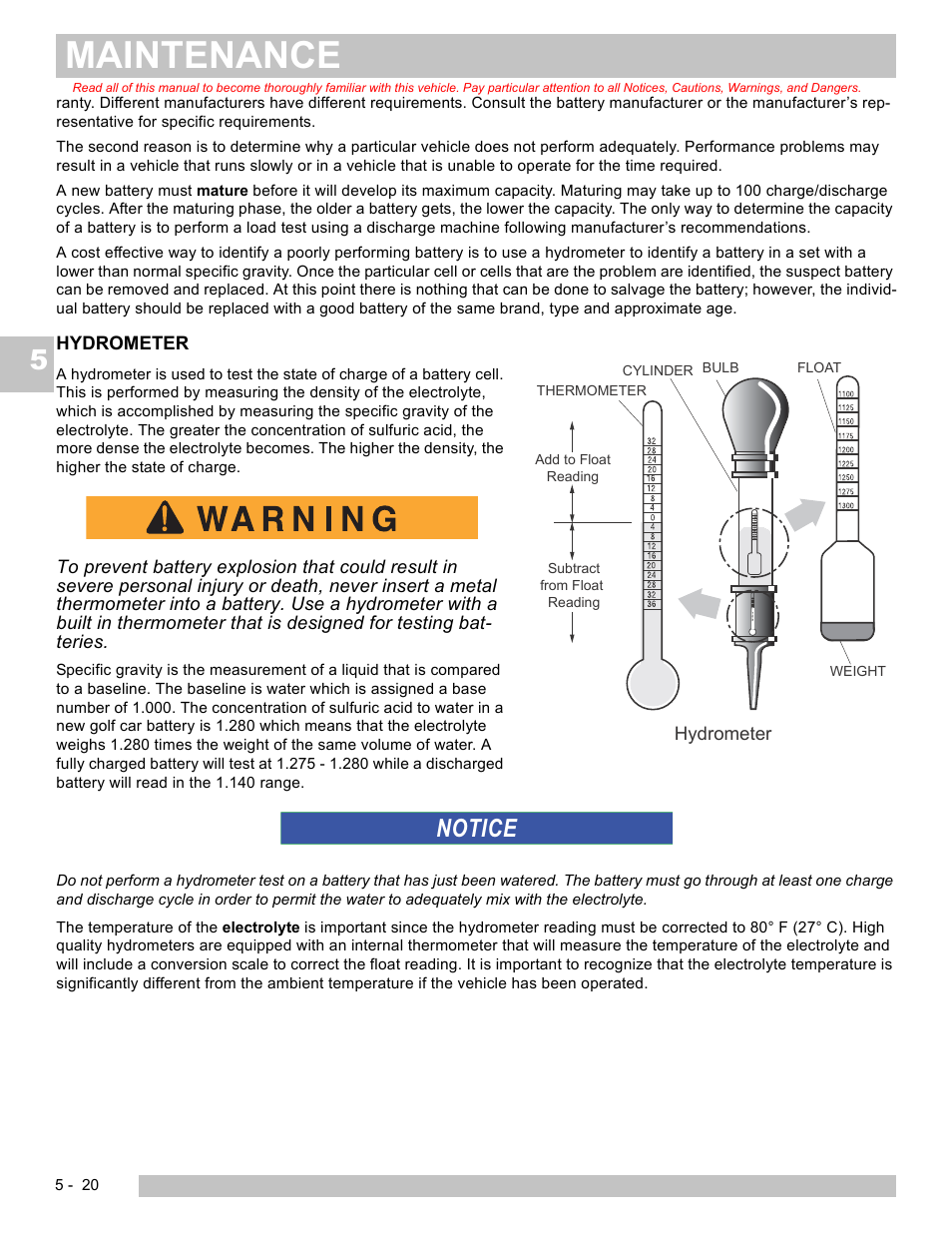 Maintenance, Notice | E-Z-GO EXPRESS S4 HIGH OUTPUT User Manual | Page 70 / 82