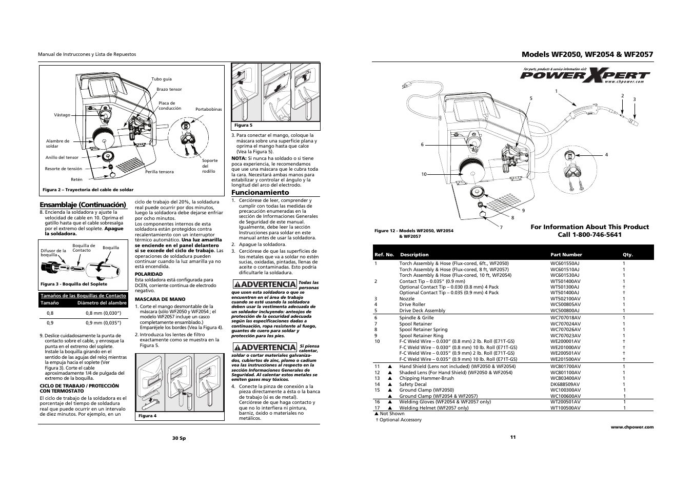 Advertencia | Campbell Hausfeld WF2057 User Manual | Page 11 / 20