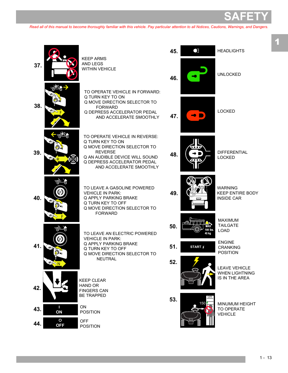 Safety | E-Z-GO EXPRESS L6 User Manual | Page 19 / 78