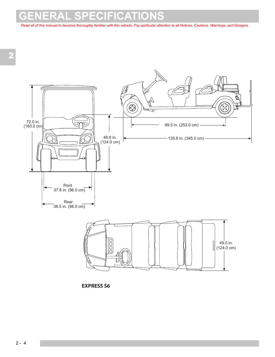 General specifications | E-Z-GO EXPRESS L6 User Manual | Page 24 / 78
