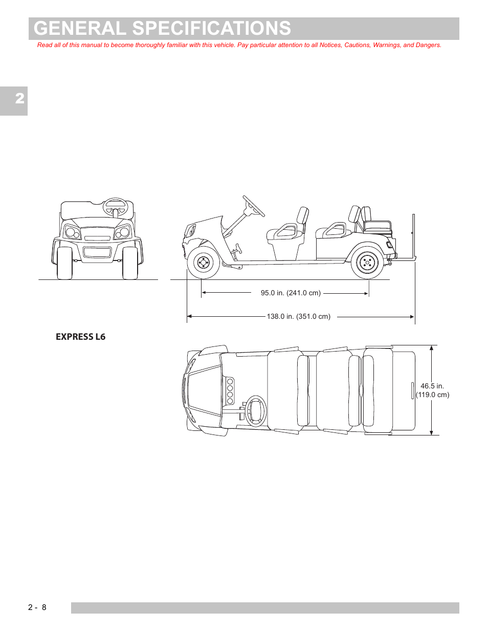 General specifications | E-Z-GO EXPRESS L6 User Manual | Page 28 / 78