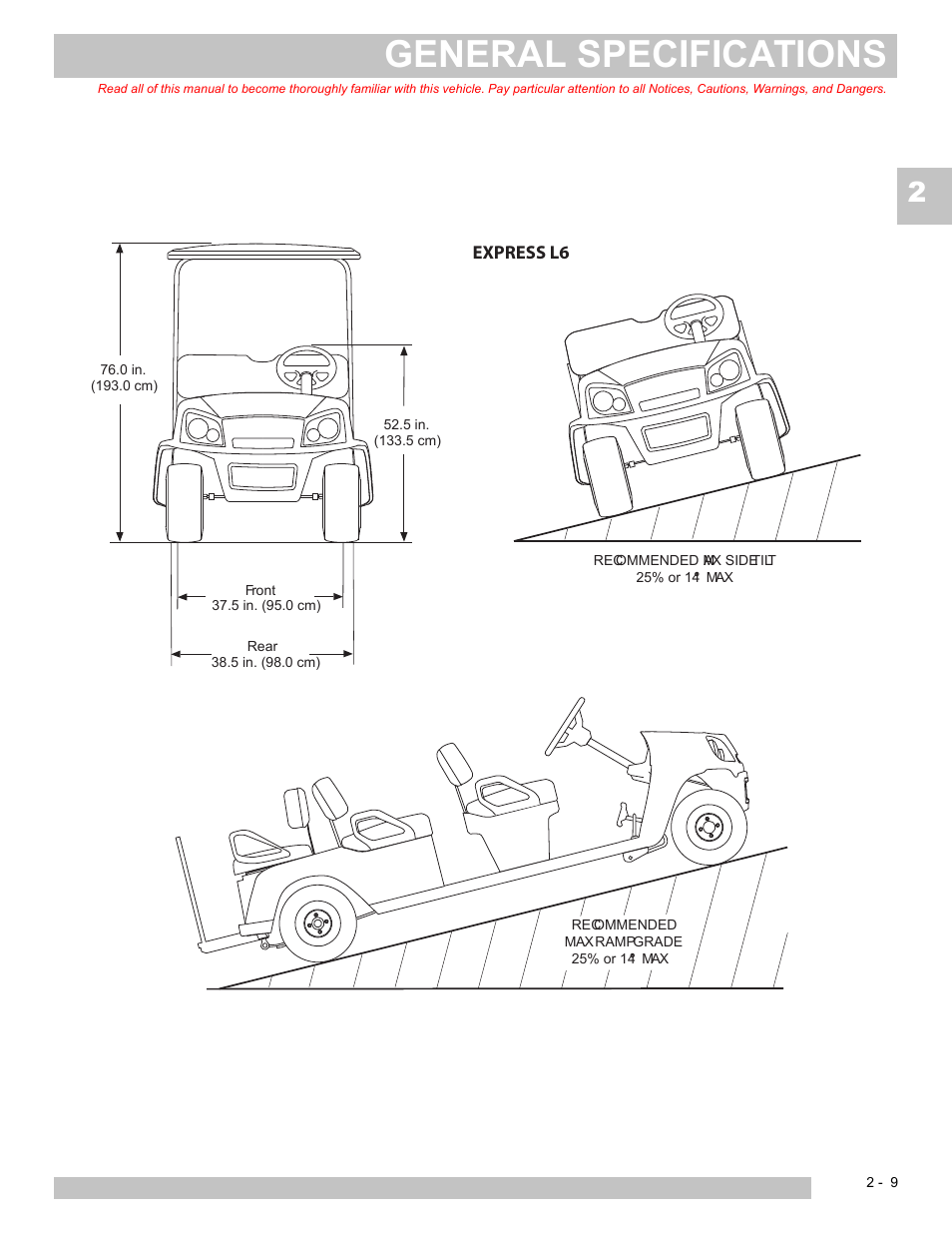 General specifications | E-Z-GO EXPRESS L6 User Manual | Page 29 / 78