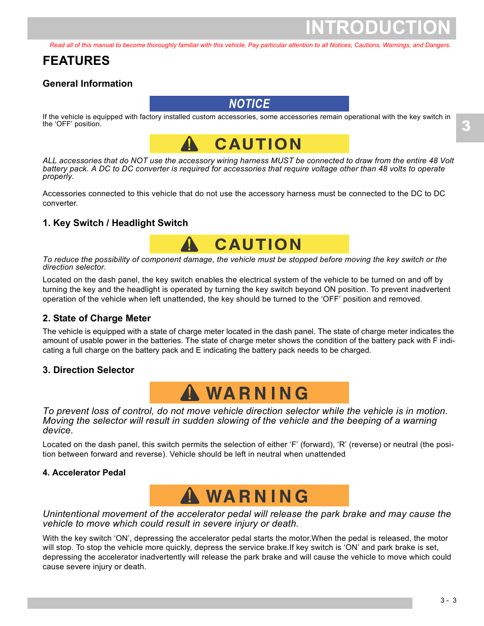 Introduction, Features, Notice | E-Z-GO EXPRESS L6 User Manual | Page 35 / 78