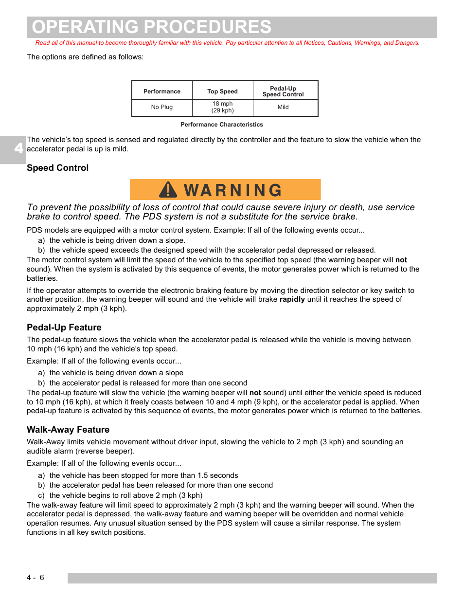 Operating procedures | E-Z-GO EXPRESS L6 User Manual | Page 48 / 78