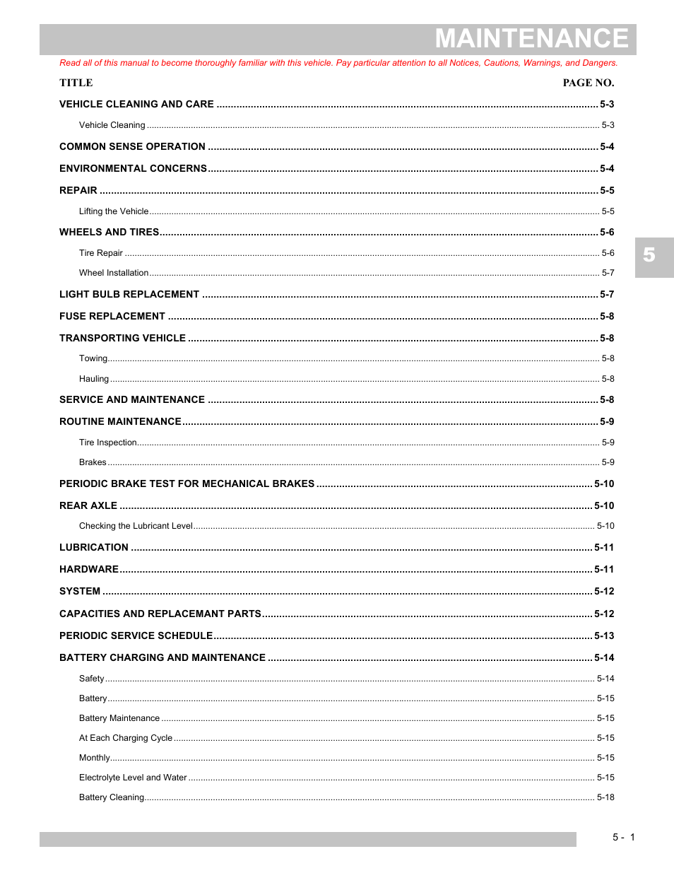 Maintenance | E-Z-GO EXPRESS L6 User Manual | Page 53 / 78