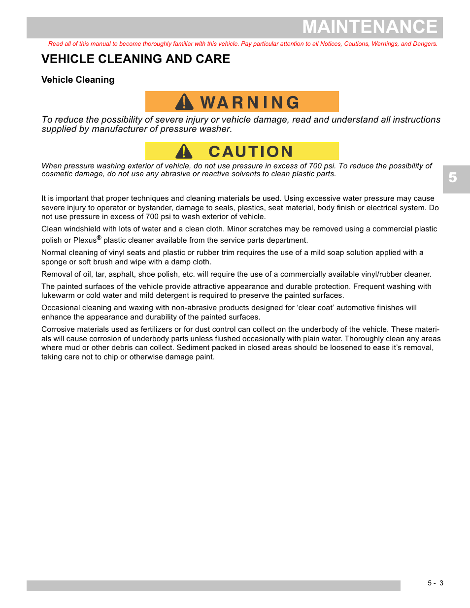 Maintenance, Vehicle cleaning and care | E-Z-GO EXPRESS L6 User Manual | Page 55 / 78