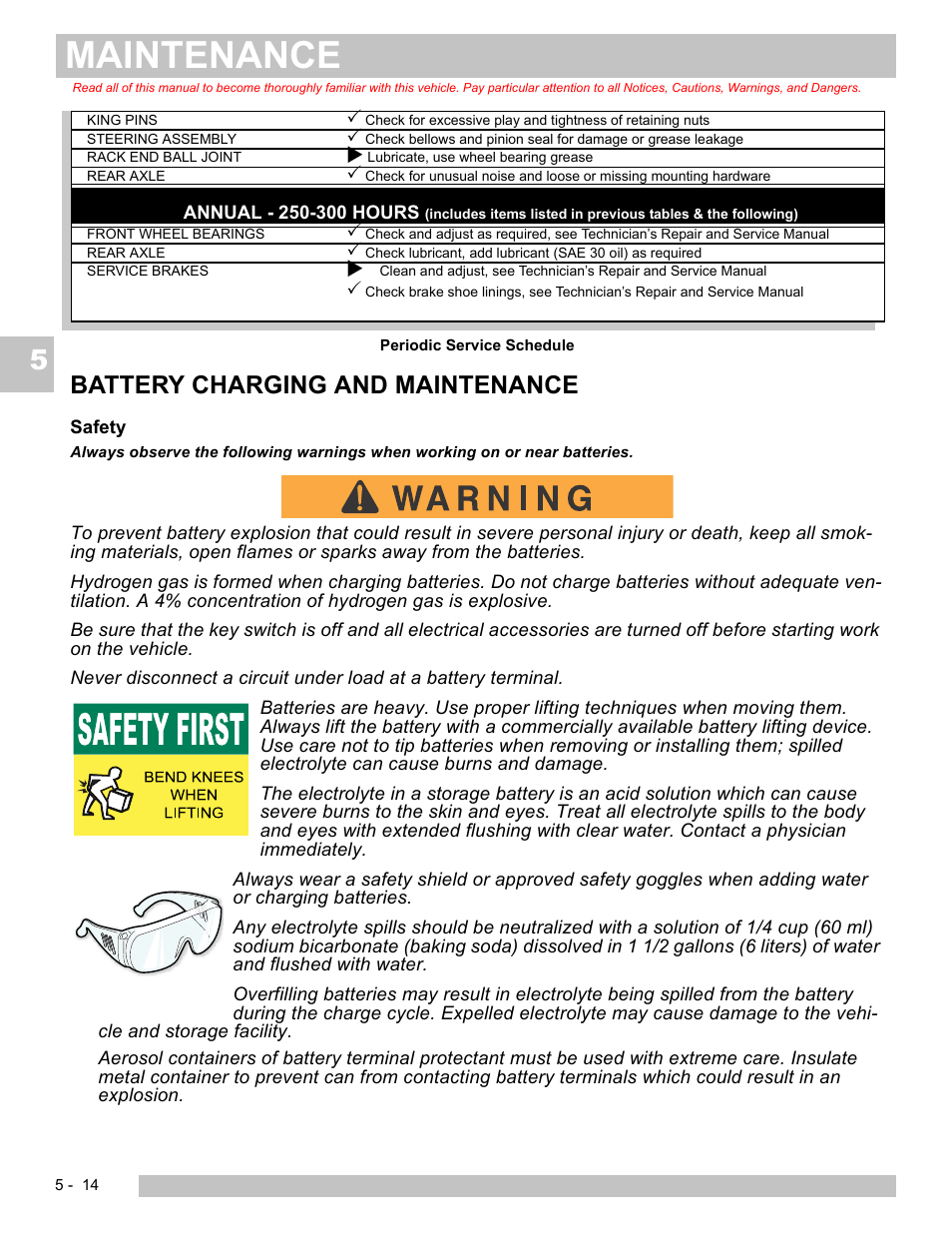 Maintenance, Battery charging and maintenance | E-Z-GO EXPRESS L6 User Manual | Page 66 / 78