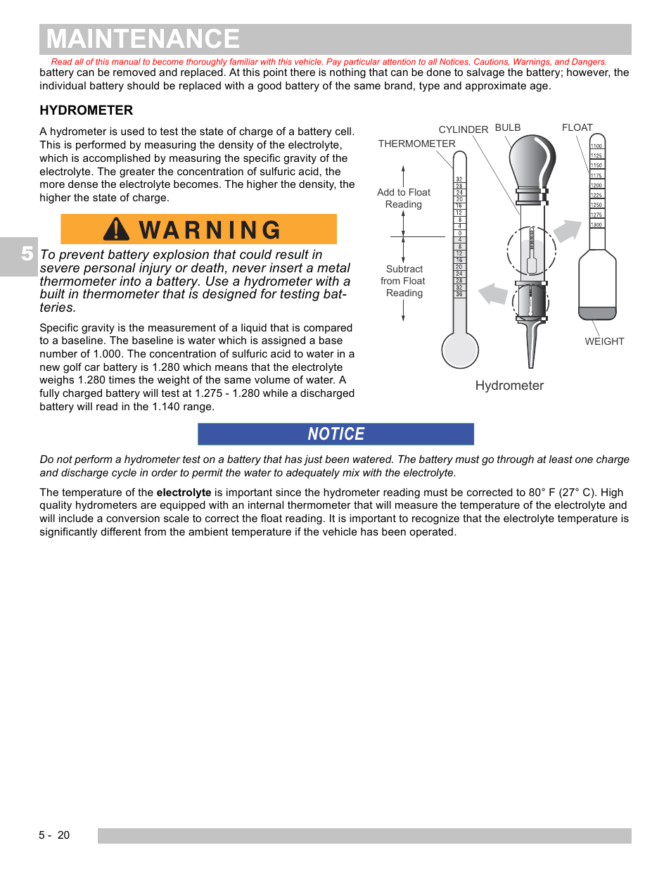 Maintenance, Notice | E-Z-GO EXPRESS L6 User Manual | Page 72 / 78