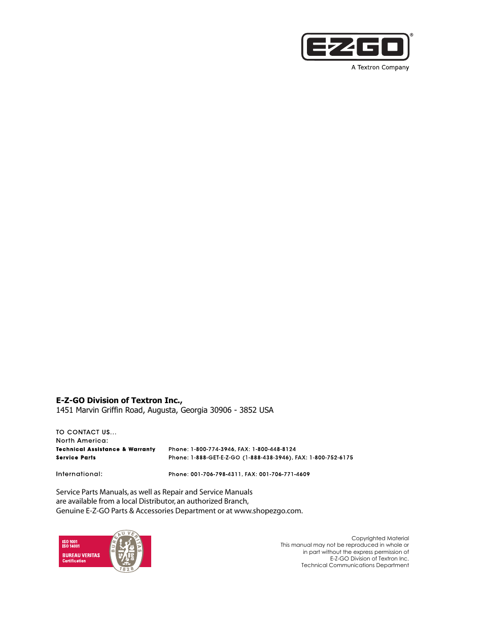 E-Z-GO EXPRESS L6 User Manual | Page 78 / 78