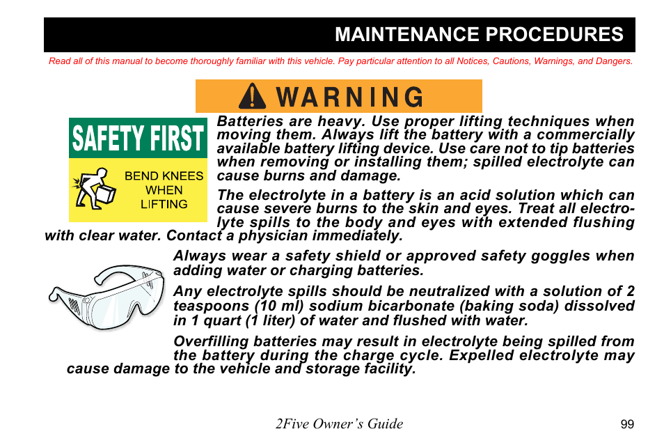 Maintenance procedures | E-Z-GO 2FIVE 4 PASSENGER User Manual | Page 107 / 144