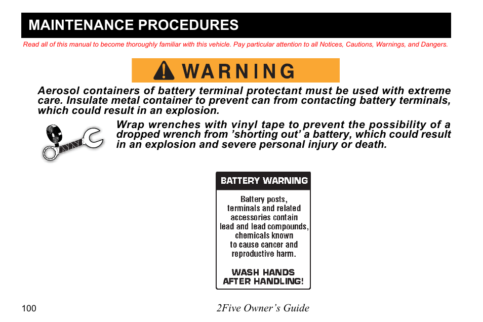 Maintenance procedures | E-Z-GO 2FIVE 4 PASSENGER User Manual | Page 108 / 144