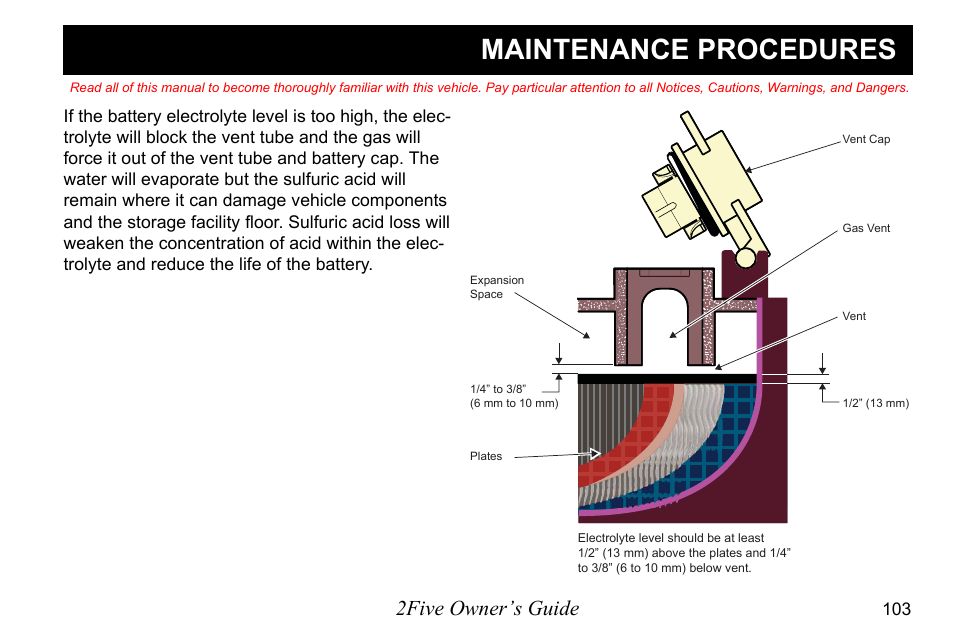 Maintenance procedures, 2five owner’s guide | E-Z-GO 2FIVE 4 PASSENGER User Manual | Page 111 / 144