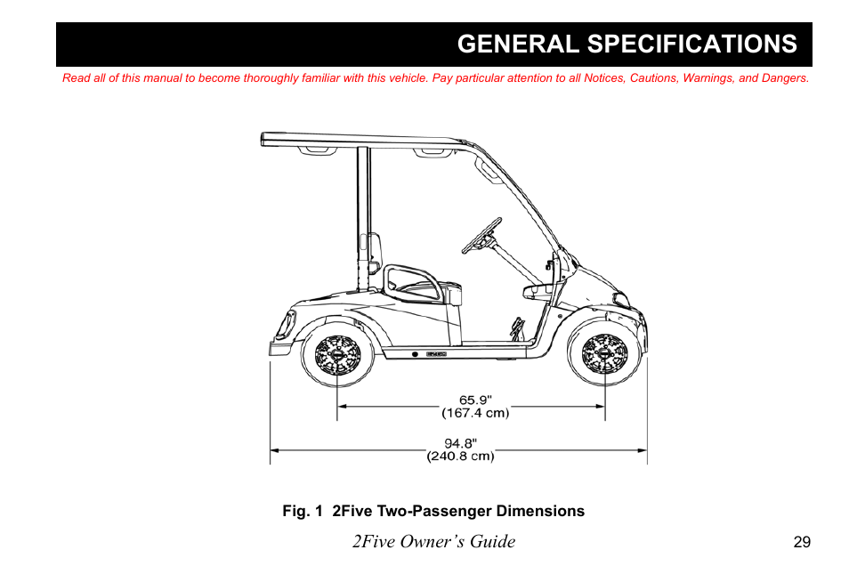 General specifications | E-Z-GO 2FIVE 4 PASSENGER User Manual | Page 37 / 144