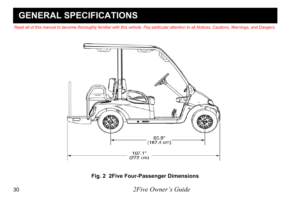General specifications | E-Z-GO 2FIVE 4 PASSENGER User Manual | Page 38 / 144