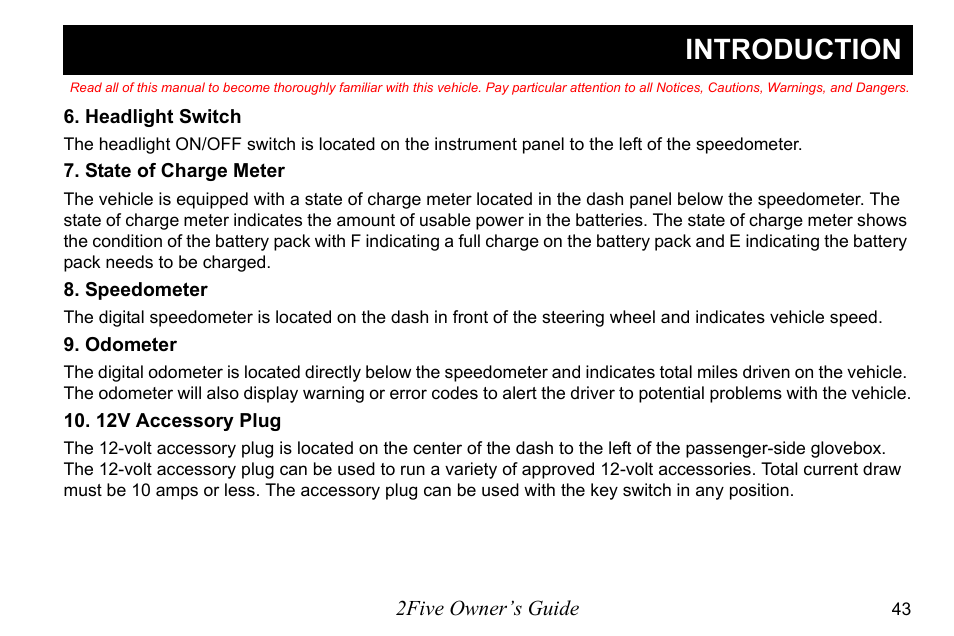 Introduction | E-Z-GO 2FIVE 4 PASSENGER User Manual | Page 51 / 144