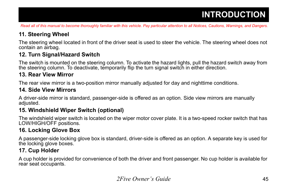 Introduction | E-Z-GO 2FIVE 4 PASSENGER User Manual | Page 53 / 144