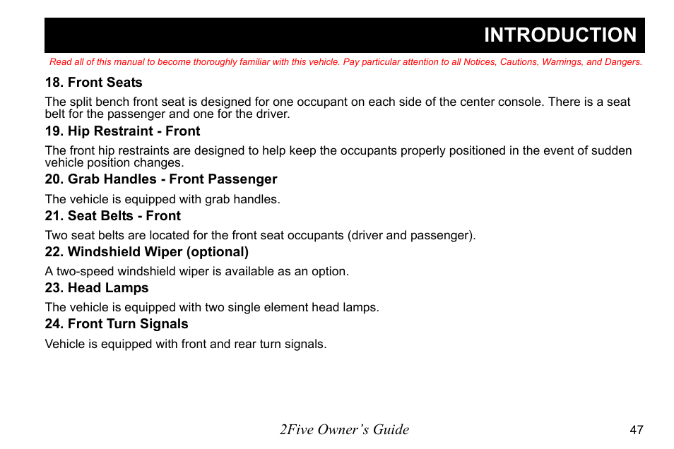 Introduction | E-Z-GO 2FIVE 4 PASSENGER User Manual | Page 55 / 144