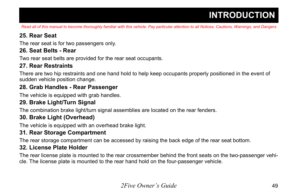 Introduction | E-Z-GO 2FIVE 4 PASSENGER User Manual | Page 57 / 144