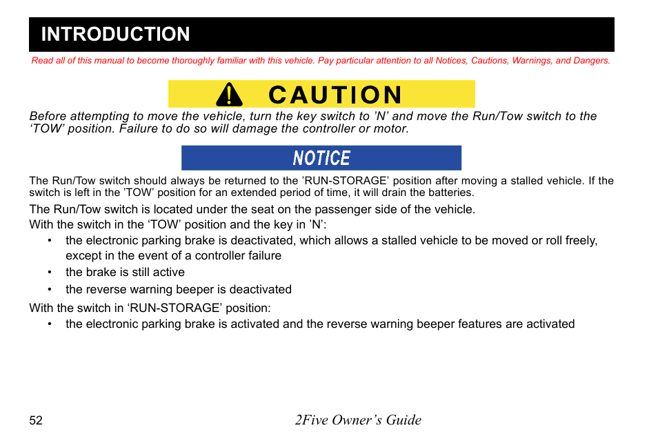 Introduction | E-Z-GO 2FIVE 4 PASSENGER User Manual | Page 60 / 144