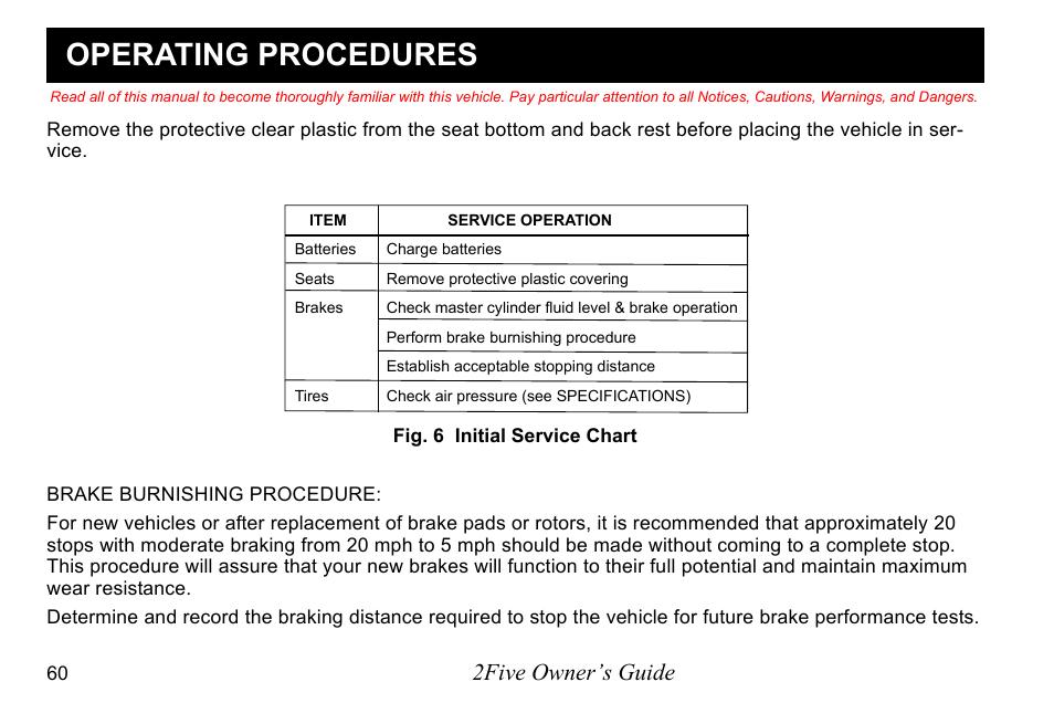 Operating procedures, 2five owner’s guide | E-Z-GO 2FIVE 4 PASSENGER User Manual | Page 68 / 144