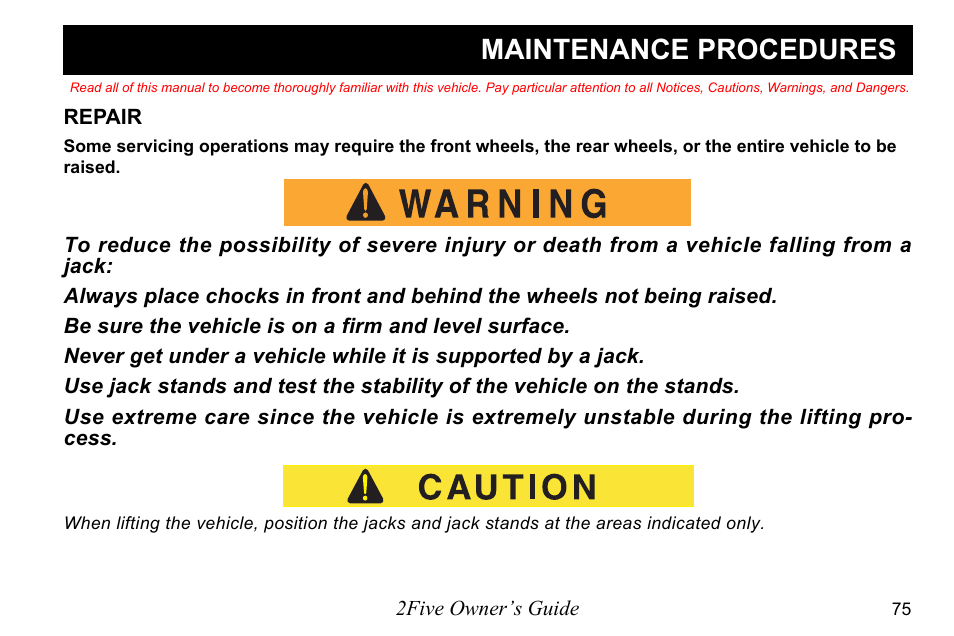 Maintenance procedures | E-Z-GO 2FIVE 4 PASSENGER User Manual | Page 83 / 144