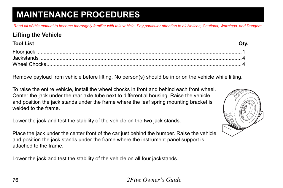 Maintenance procedures | E-Z-GO 2FIVE 4 PASSENGER User Manual | Page 84 / 144