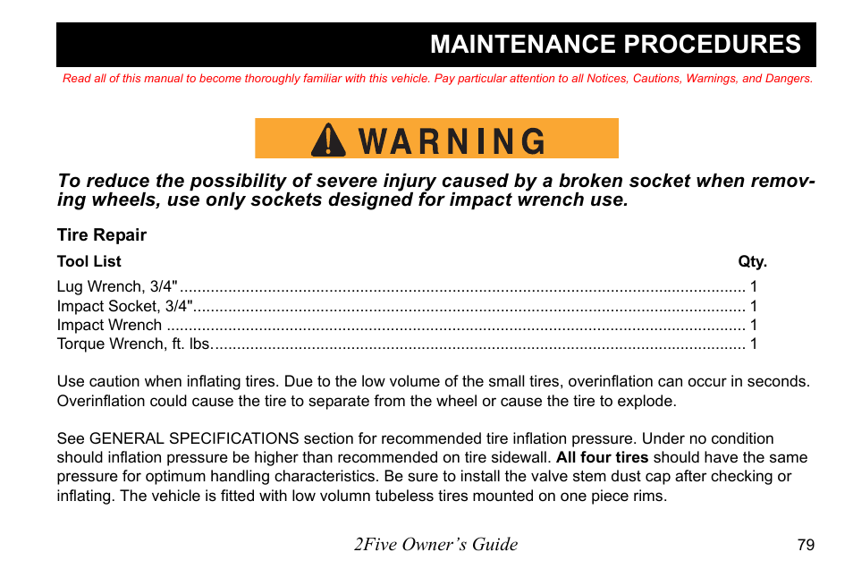 Maintenance procedures | E-Z-GO 2FIVE 4 PASSENGER User Manual | Page 87 / 144