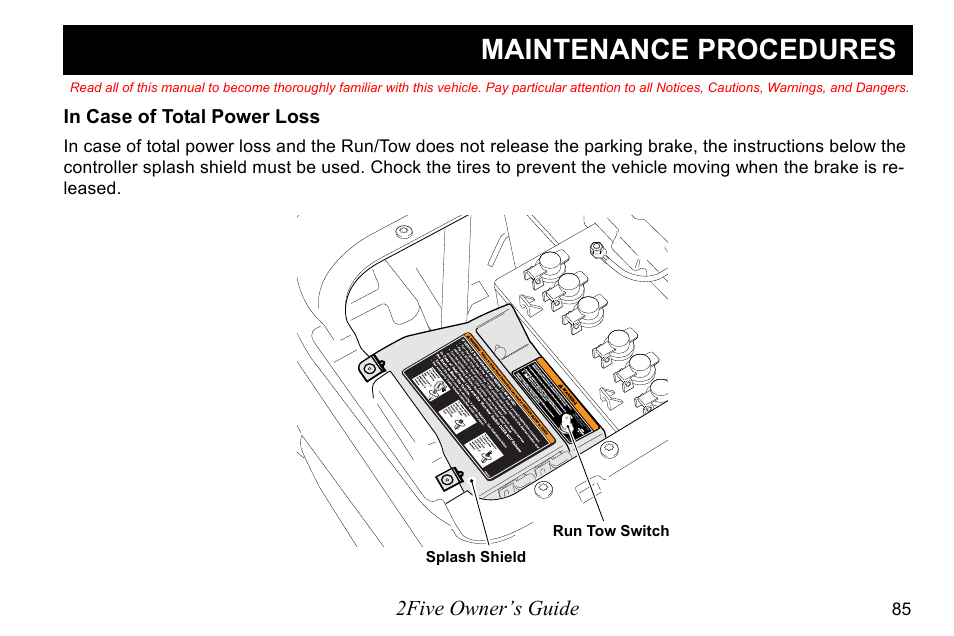 Maintenance procedures, 2five owner’s guide | E-Z-GO 2FIVE 4 PASSENGER User Manual | Page 93 / 144