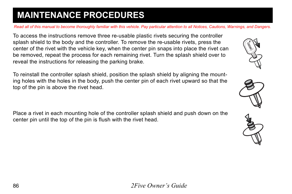 Maintenance procedures | E-Z-GO 2FIVE 4 PASSENGER User Manual | Page 94 / 144