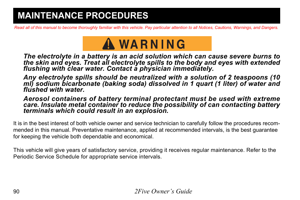Maintenance procedures | E-Z-GO 2FIVE 4 PASSENGER User Manual | Page 98 / 144