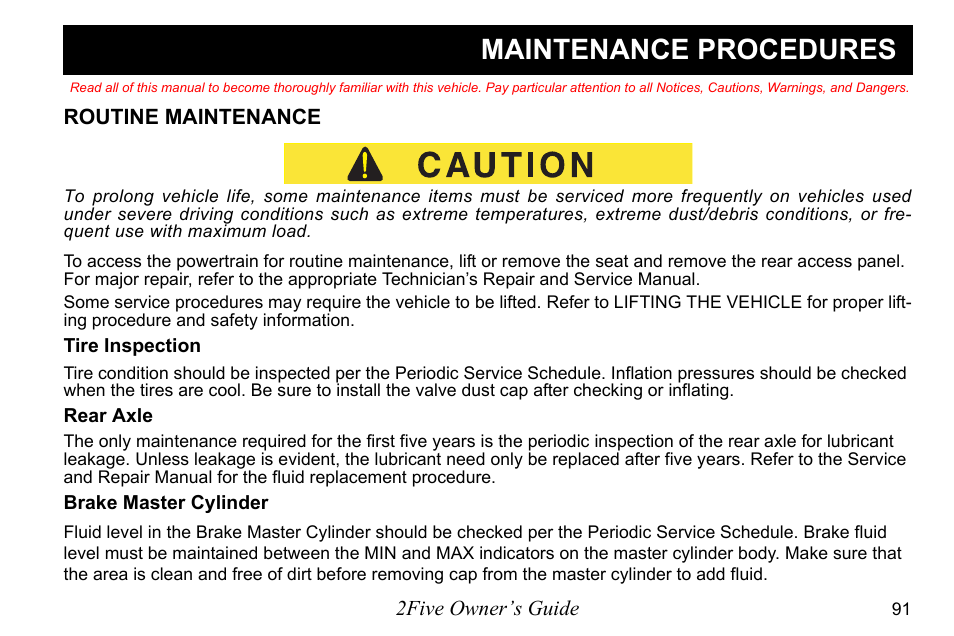 Maintenance procedures | E-Z-GO 2FIVE 4 PASSENGER User Manual | Page 99 / 144