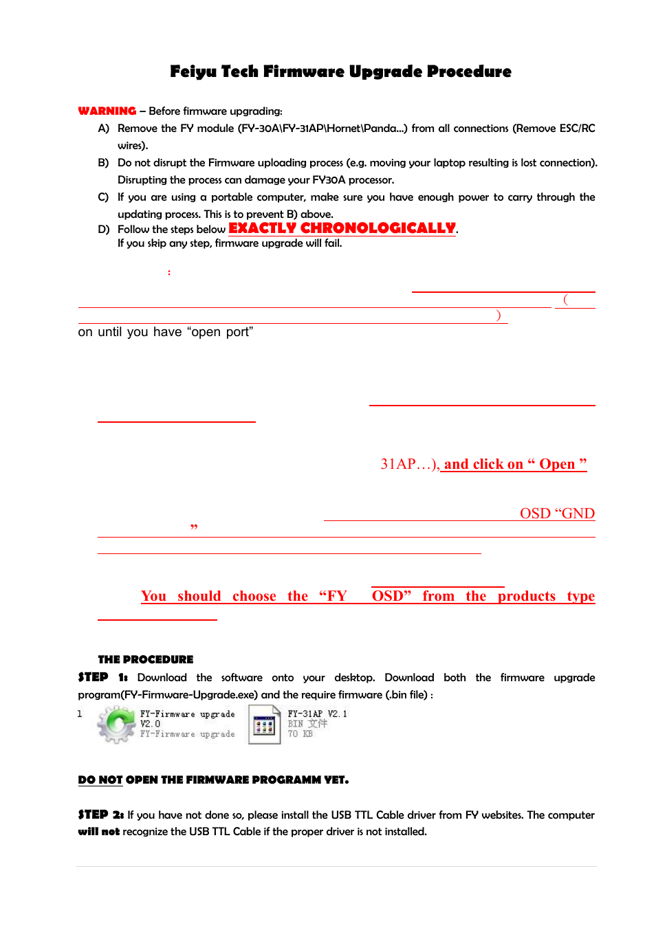FeiYu Tech FY Autopilot & AFSS User Manual | 7 pages