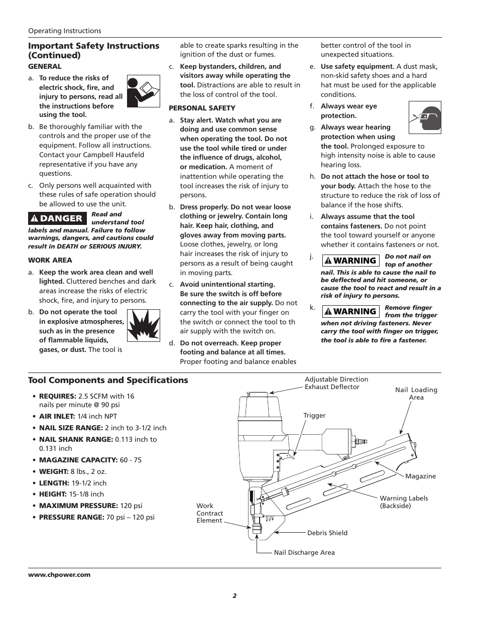 Campbell Hausfeld NS219500 User Manual | Page 2 / 32