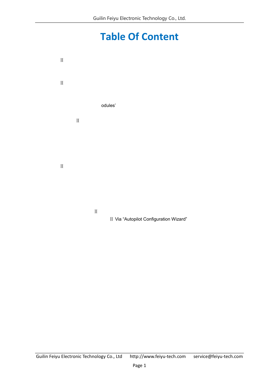 Table of content | FeiYu Tech FY-Panda2 Autopilot User Manual | Page 2 / 53