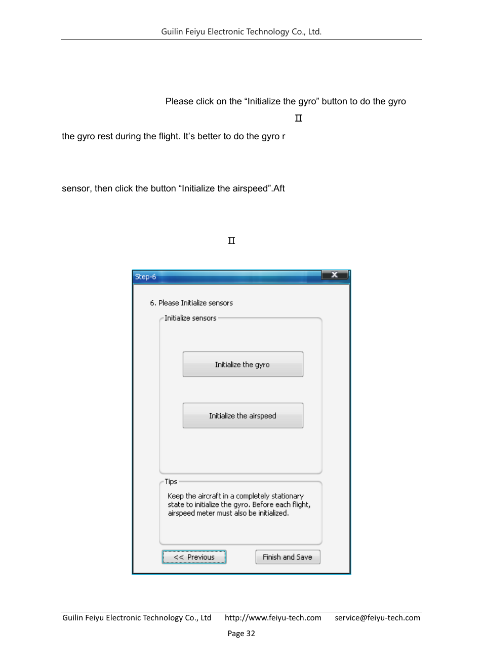 Step six: gyro and airspeed sensor initialization | FeiYu Tech FY-Panda2 Autopilot User Manual | Page 33 / 53