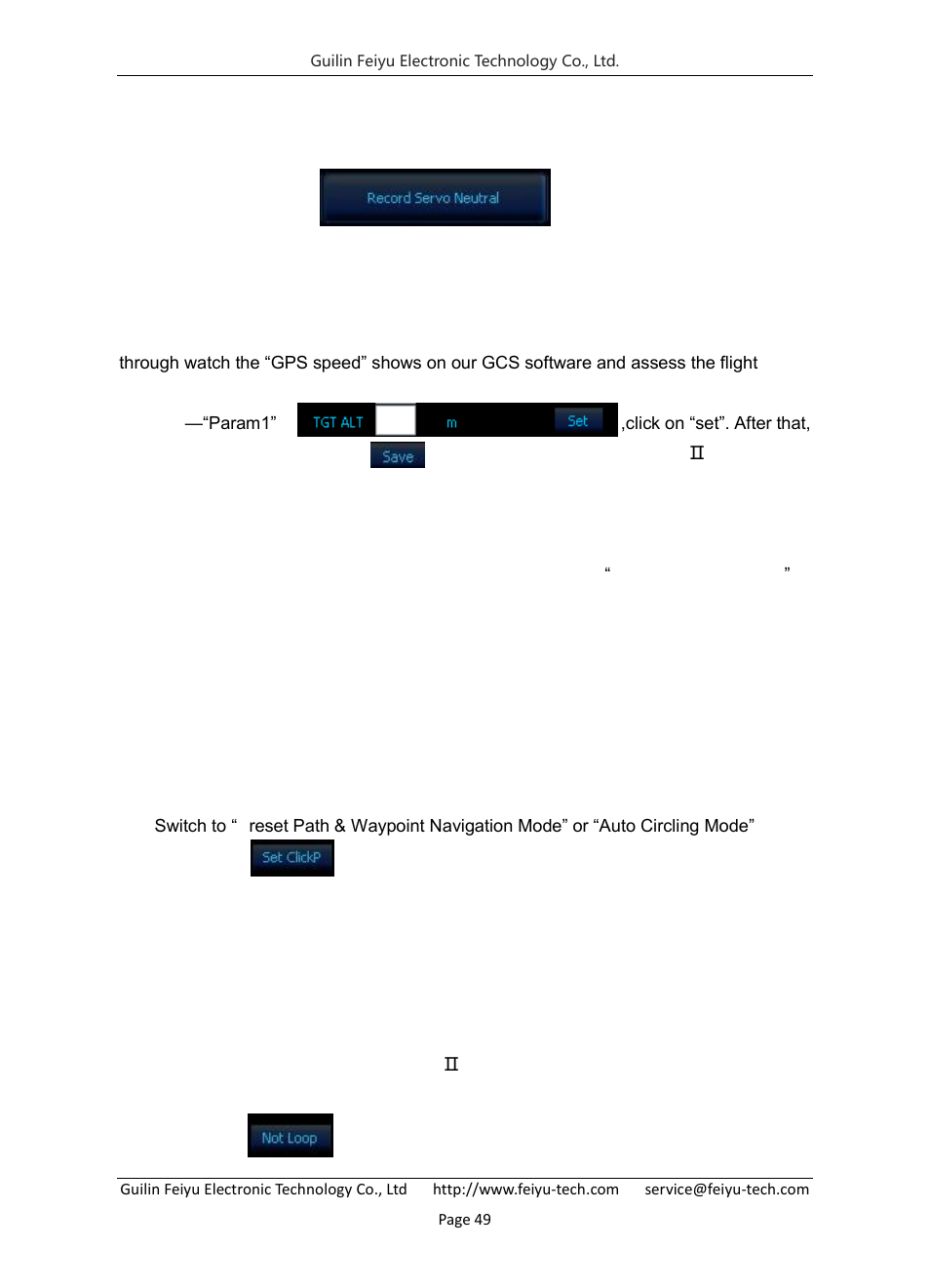 Introduction to other functions and settings, Operation for the click ppoint flight, Route loop function | Operation for the click point flight | FeiYu Tech FY-Panda2 Autopilot User Manual | Page 50 / 53