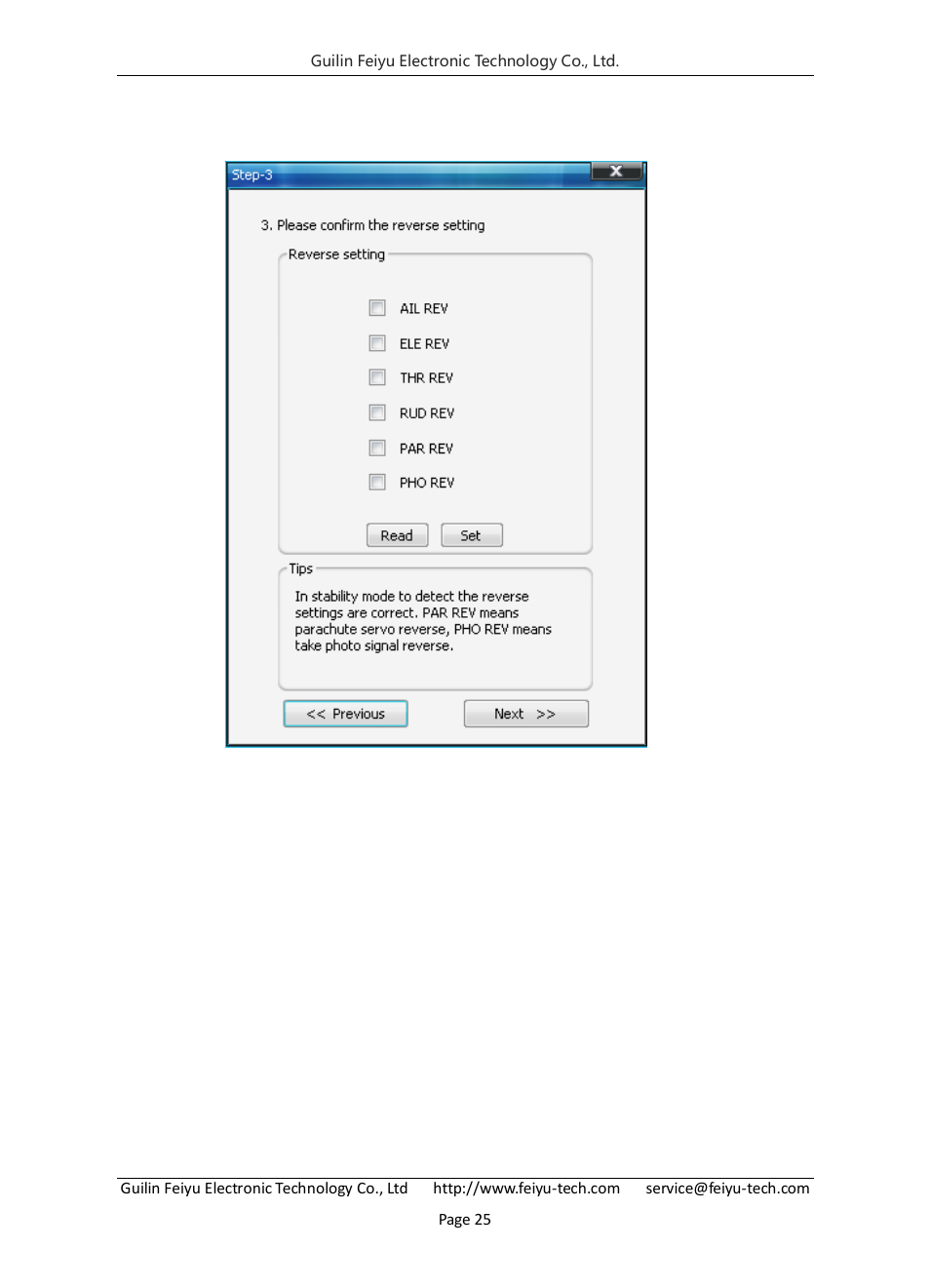 Step three: servo control reverse setting | FeiYu Tech FY-Panda2 Autopilot User Manual | Page 28 / 74