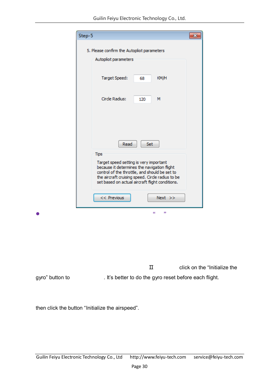 Step six: gyro and airspeed sensor initialization | FeiYu Tech FY-Panda2 Autopilot User Manual | Page 33 / 74