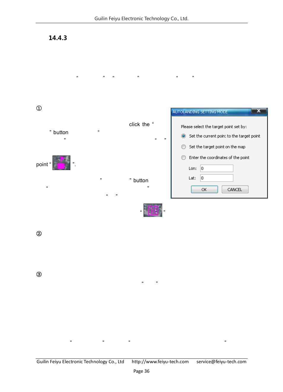 Automatic landing point setting | FeiYu Tech FY-Panda2 Autopilot User Manual | Page 39 / 74